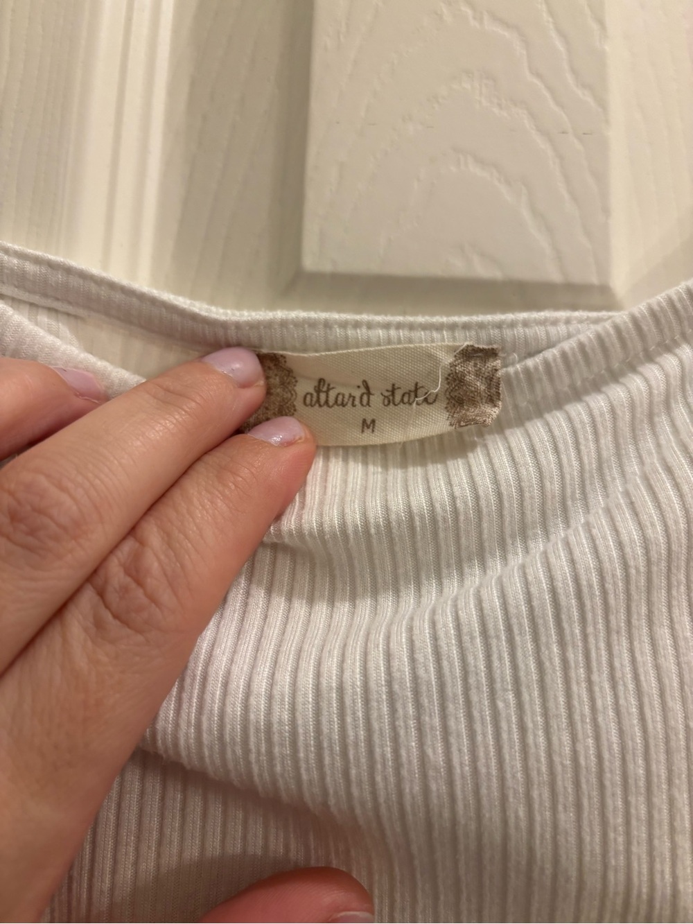Altar'd State White Ribbed Square Neck Bodysuit - Picture 2 of 3